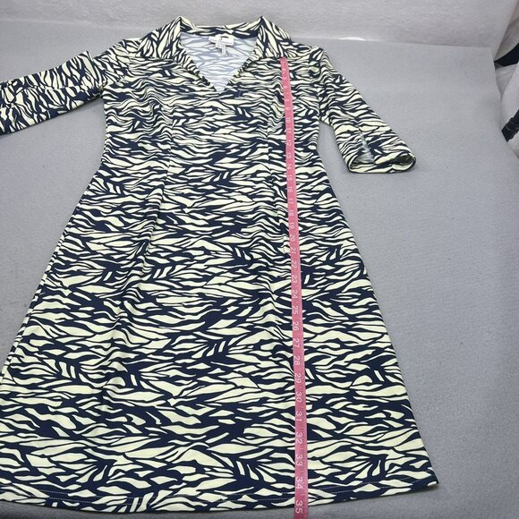 Jude Connally Dress Womens M Blue Cream Jude Cloth 3/4 Sleeve Stretch - Picture 6 of 9